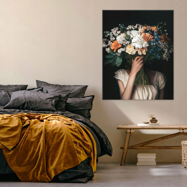 Obraz Kobieta Kwiaty Vintage Do Sypialni Salonu Kuchni Na Płótnie 60X40