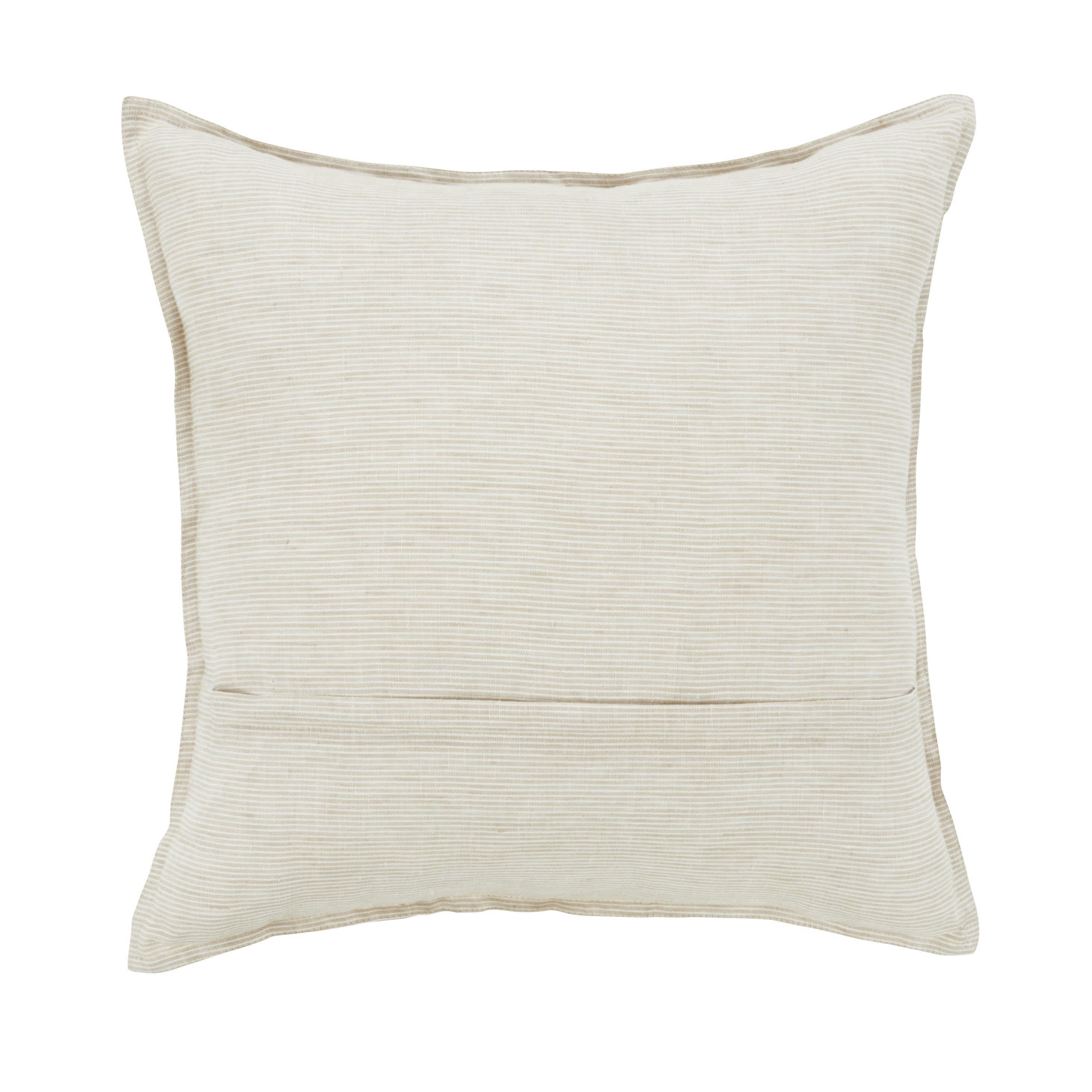 - Coussin en lin lavé tissé rayé beige 45x45