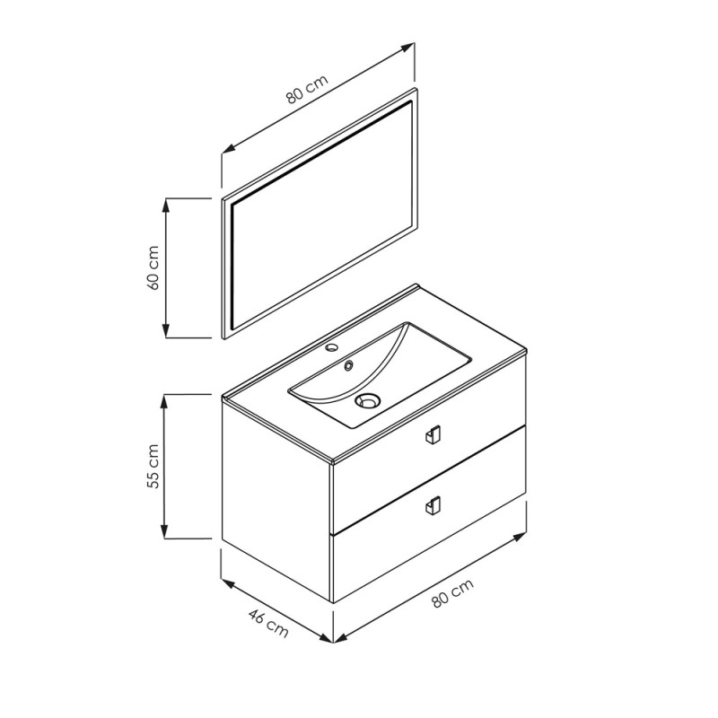 Ensemble de salle de bain Opti chêne Kendal naturel 80 cm ALLIBERT