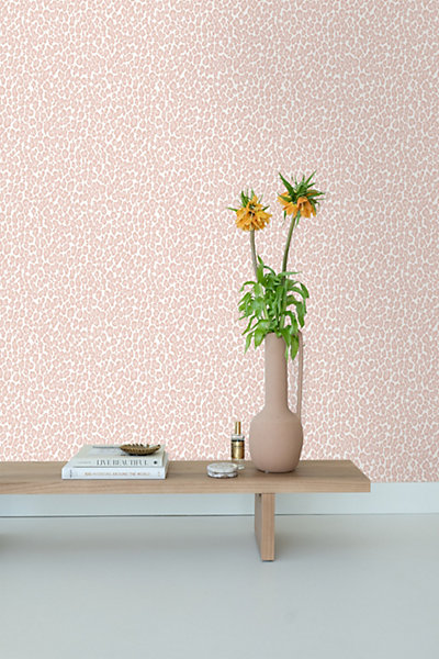 ESTAhome papier peint peau de léopard rose clair 53 cm x 10.05 m