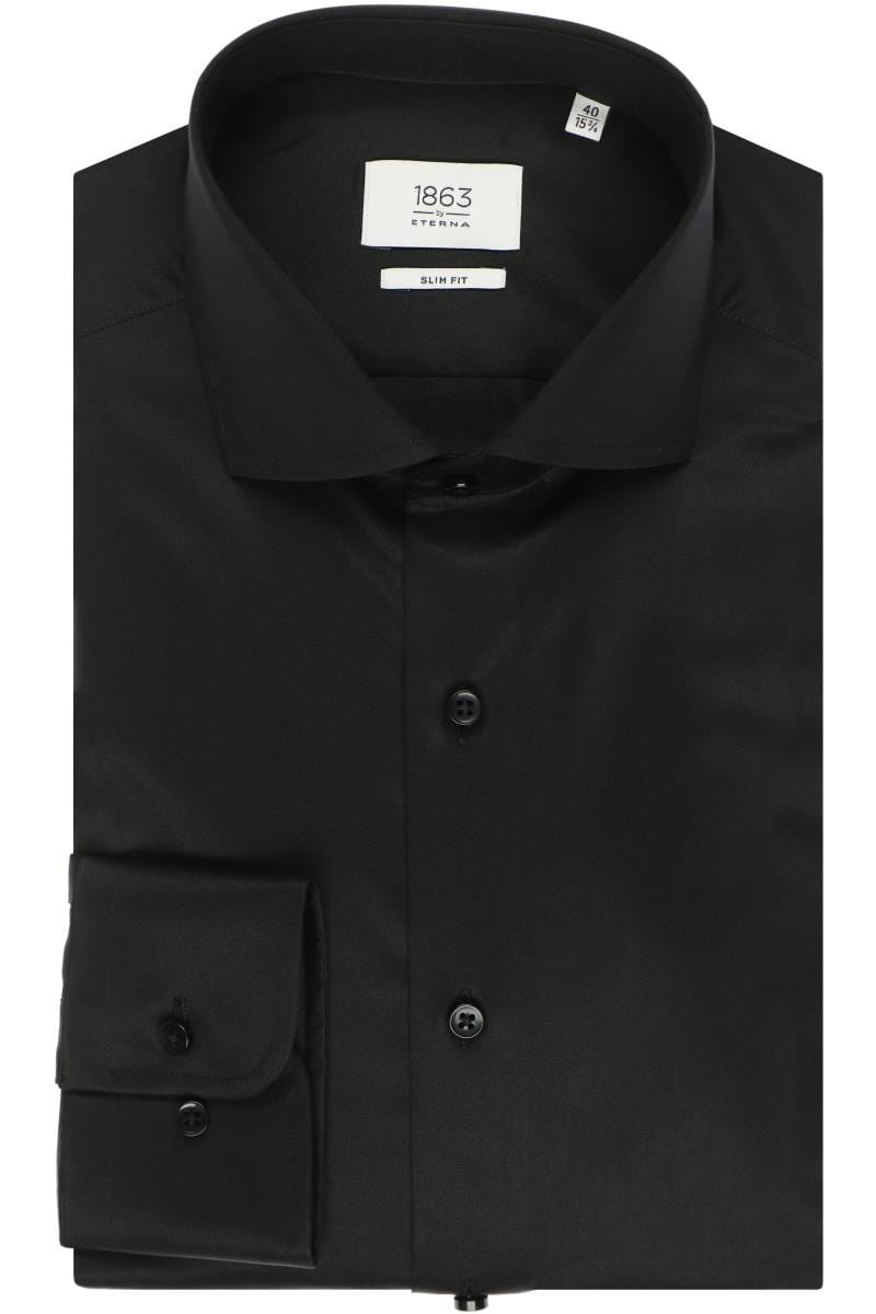 ETERNA 1863 Slim Fit Hemd schwarz, Einfarbig