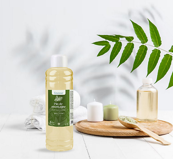 CF group Finesse - Fragrance Sauna Hammam Senteur Pin de Montagne à Base d'Huiles Essentielles - Bouteille 1 L - Decongestionnant