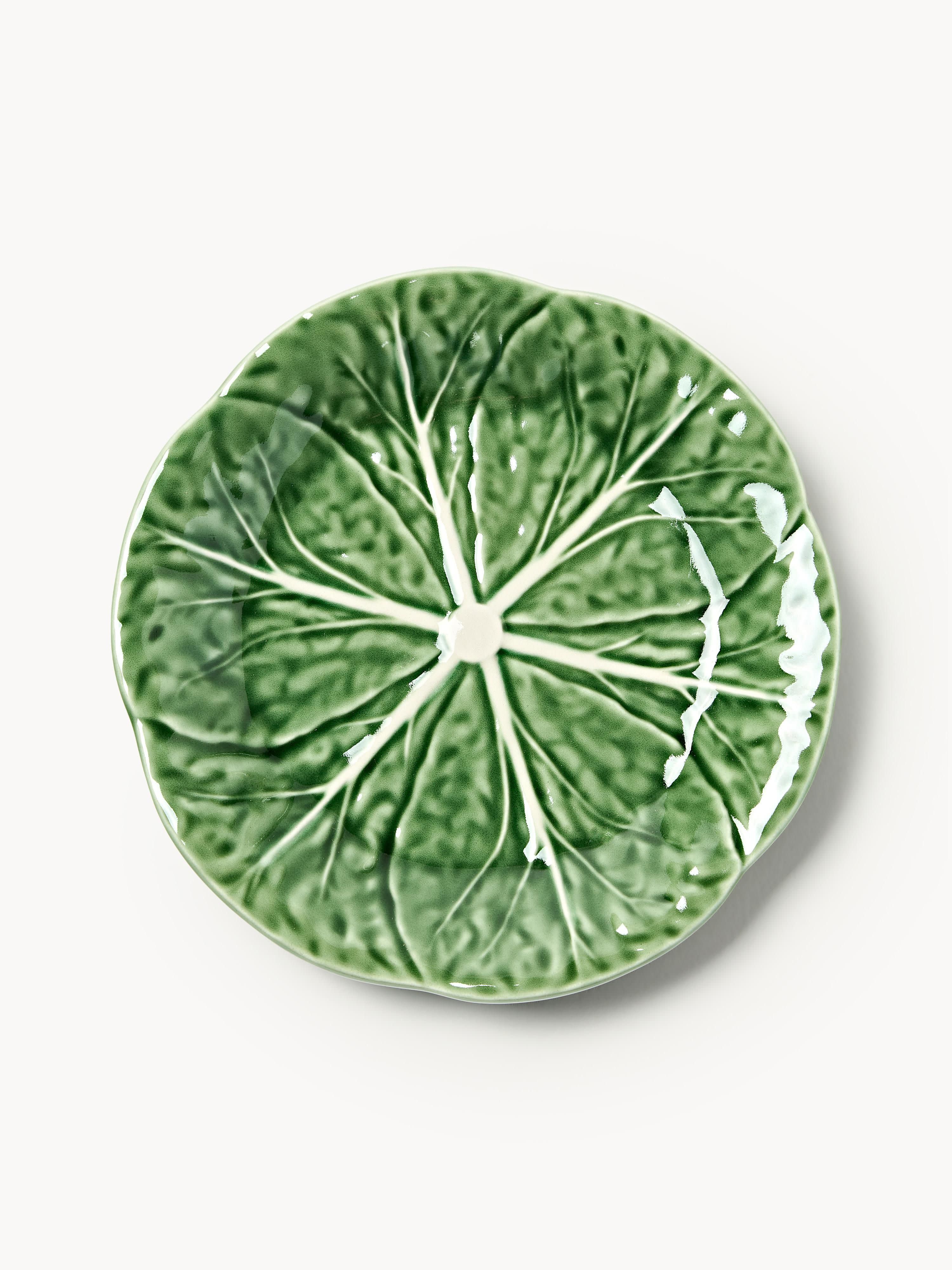 Handbemalte Frühstücksteller Cabbage, 2er-Set
