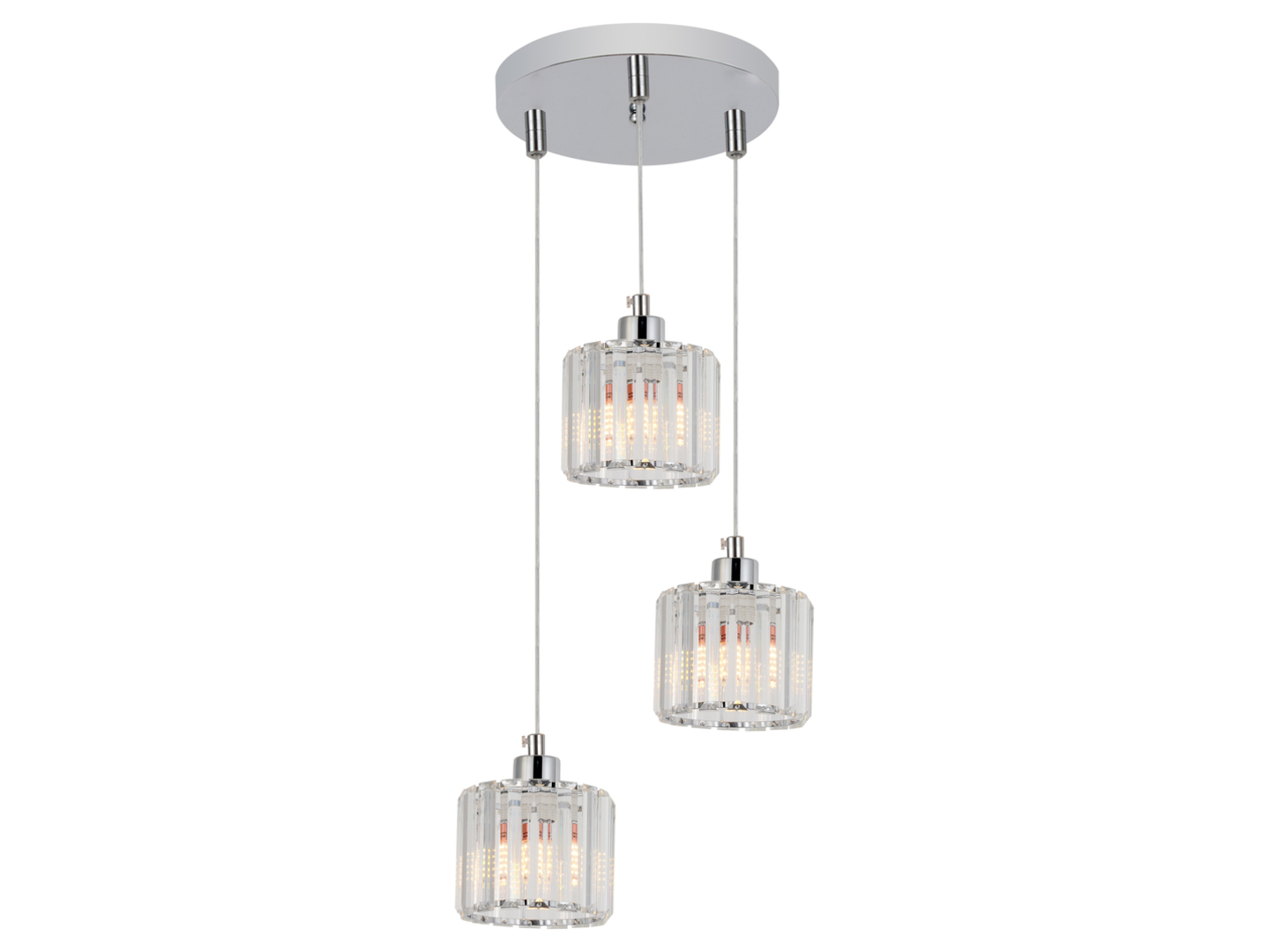 Lampa wisząca Kwarc 3-punktowa stalowa srebrna