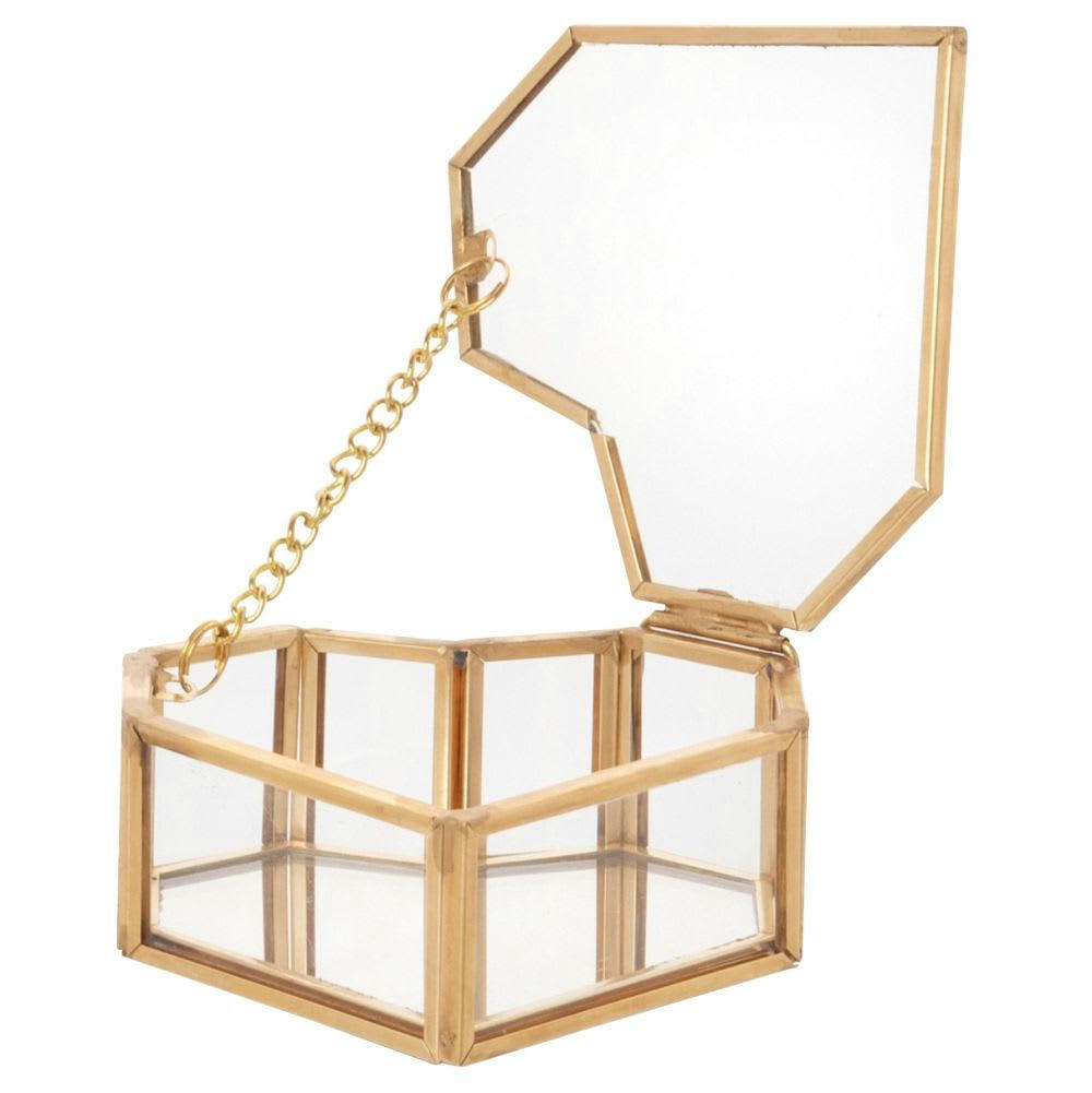 AMORE - Boîte à bijoux cœur en verre avec arêtes dorées