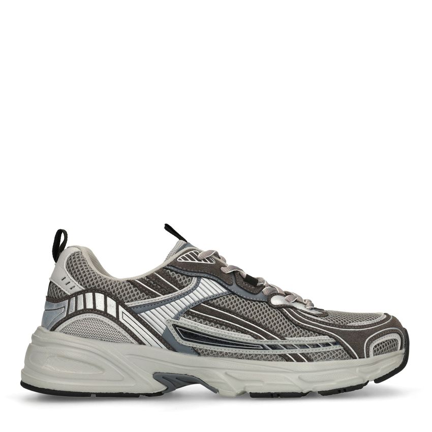 Manfield Grijze sneakers met mesh destails