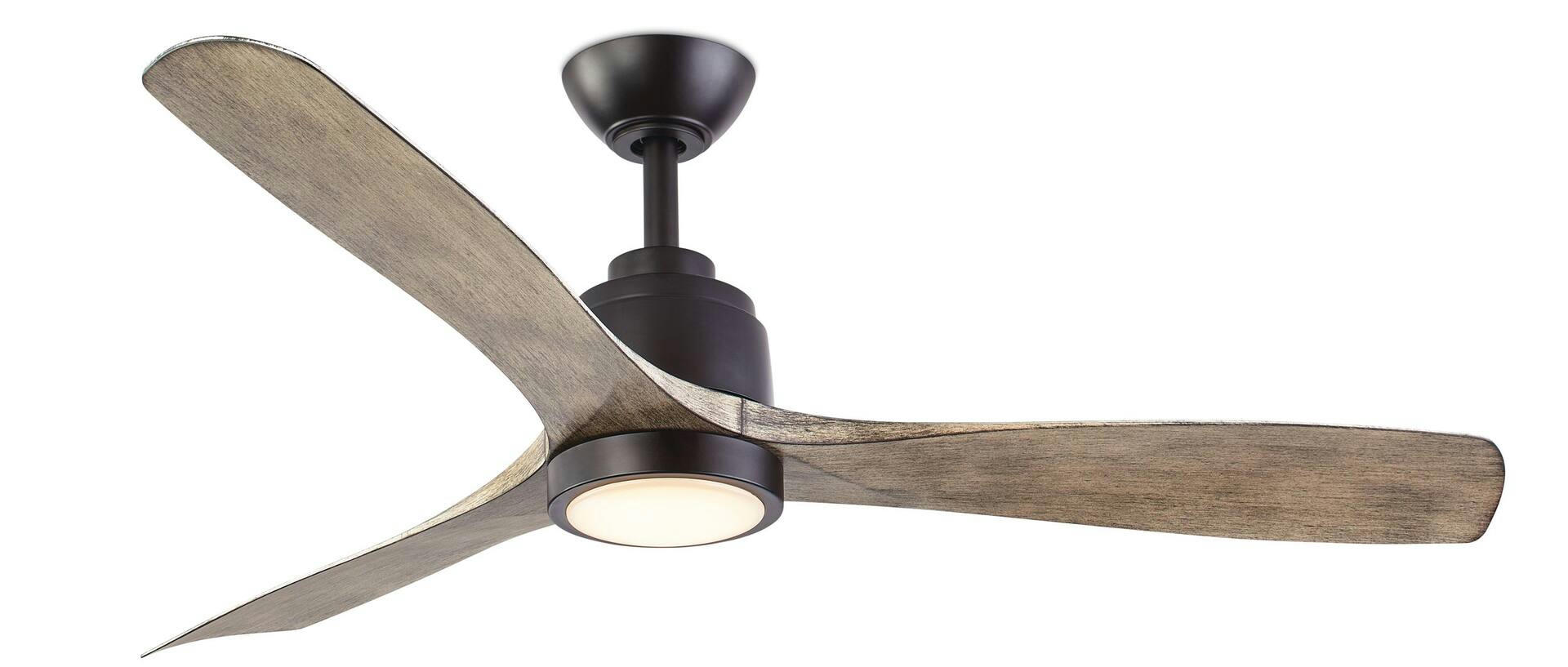 NOMA Darby 3-Blade 6-Speed Ceiling Fan with LED Light Kit & Remote, Matte Black, 52-in