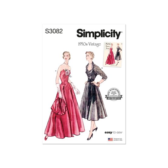 Simplicity 1950s Dress and Bolero Sewing Pattern S3082 (18-26)