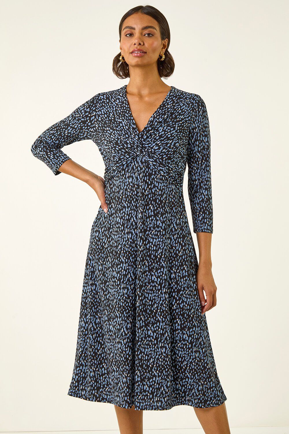 Roman Speckled Twist Front Dress
