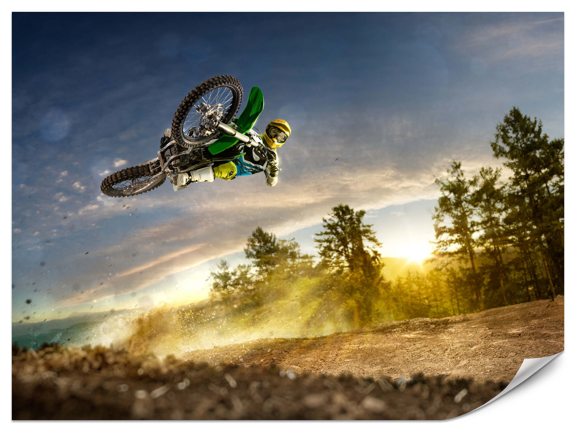 Fototapeta Motocross w powietrzu 100x70cm