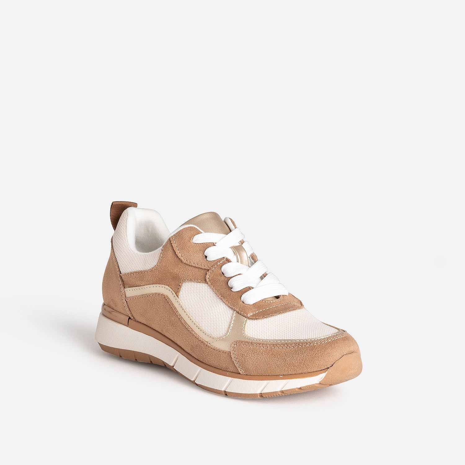 Tennis marron, beige et doré semelle amovible
