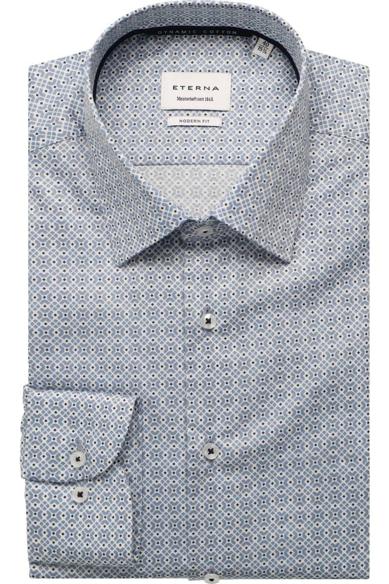 ETERNA Dynamic Cotton Modern Fit Hemd blau, Bedruckt