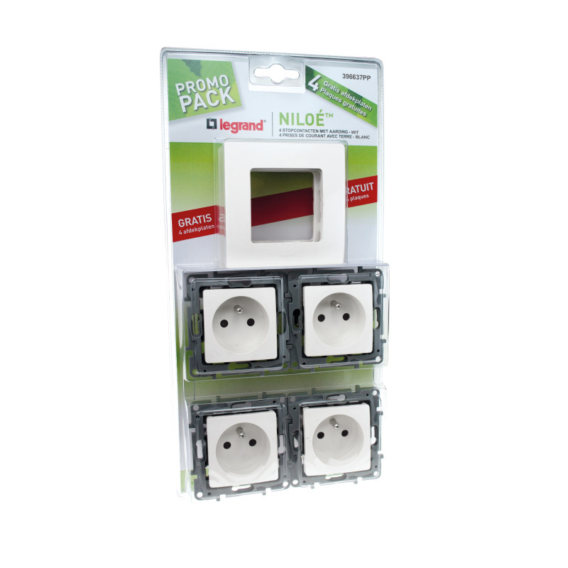 Pack Niloe prise et plaque blanc 4 pièces LEGRAND