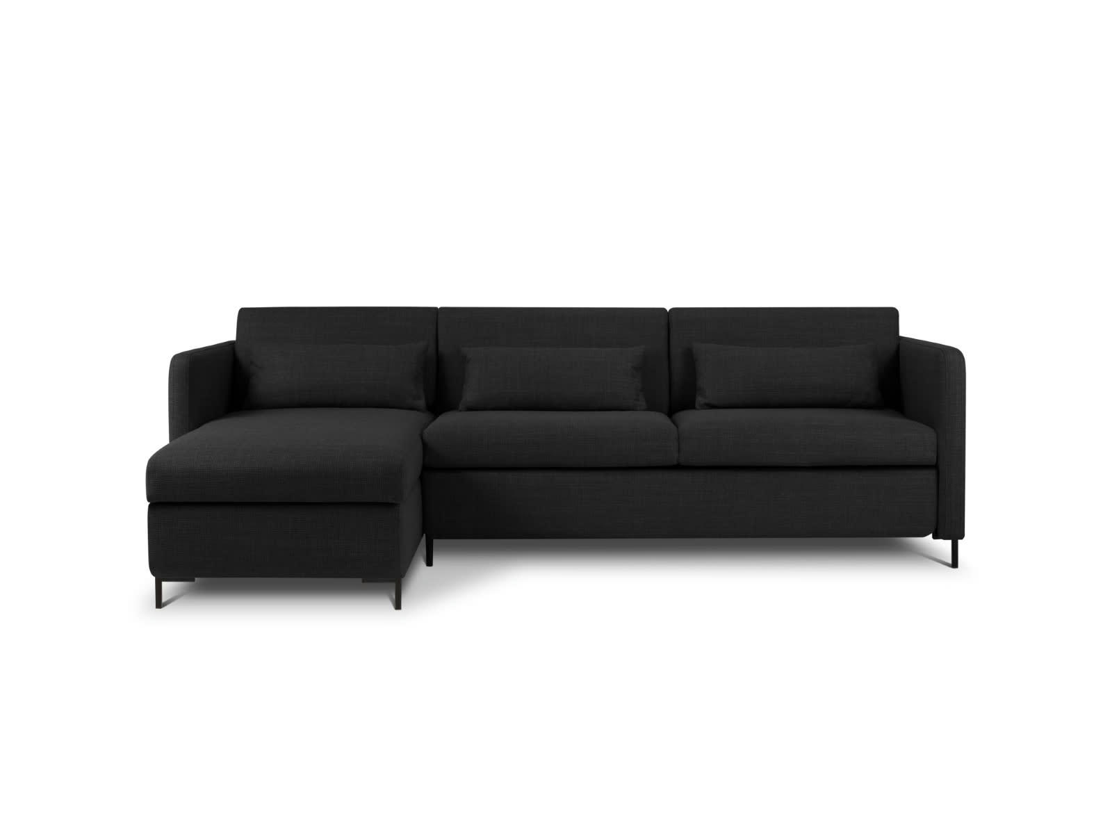 YANIS - Canapé D'Angle Gauche Conv. Coffre 4 places Tissu Struct. Gris Foncé