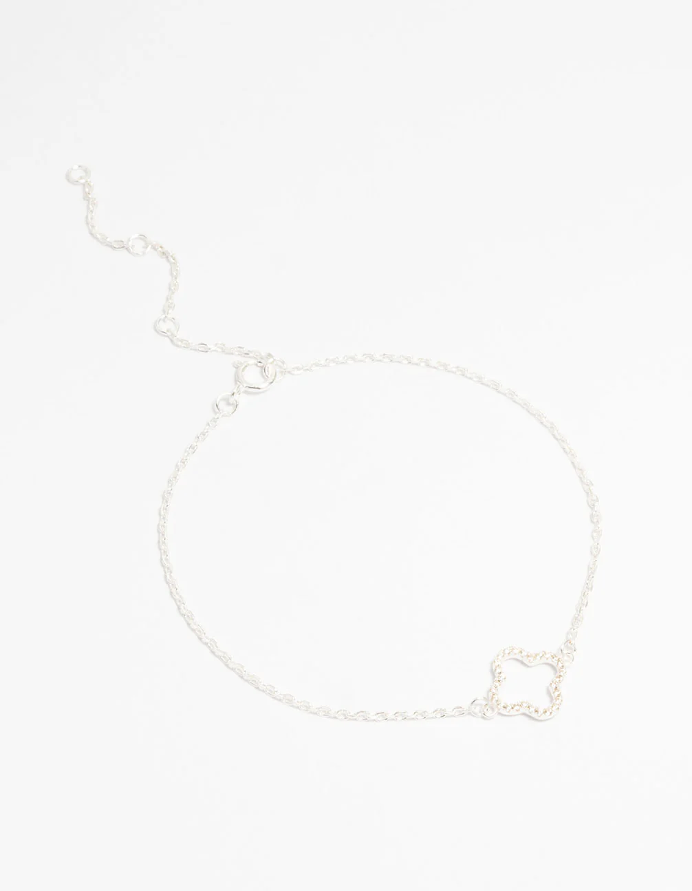 Sterling Silver Cubic Zirconia Flower Bracelet