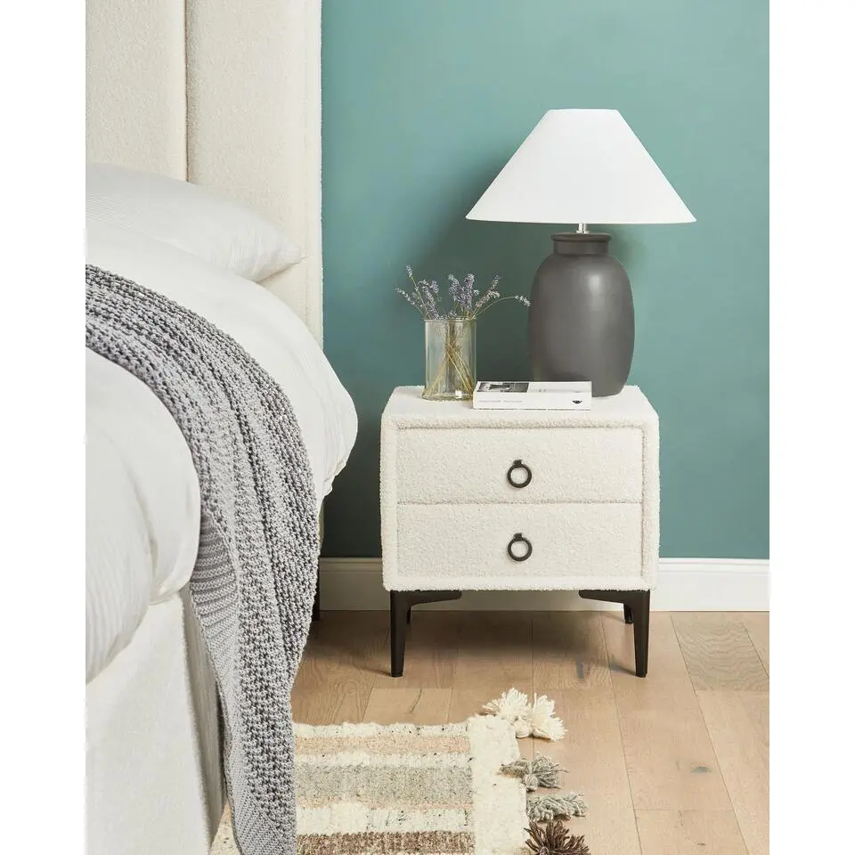 SEZANNE - Nachtkastje - Gebroken wit - Boucl&eacute;