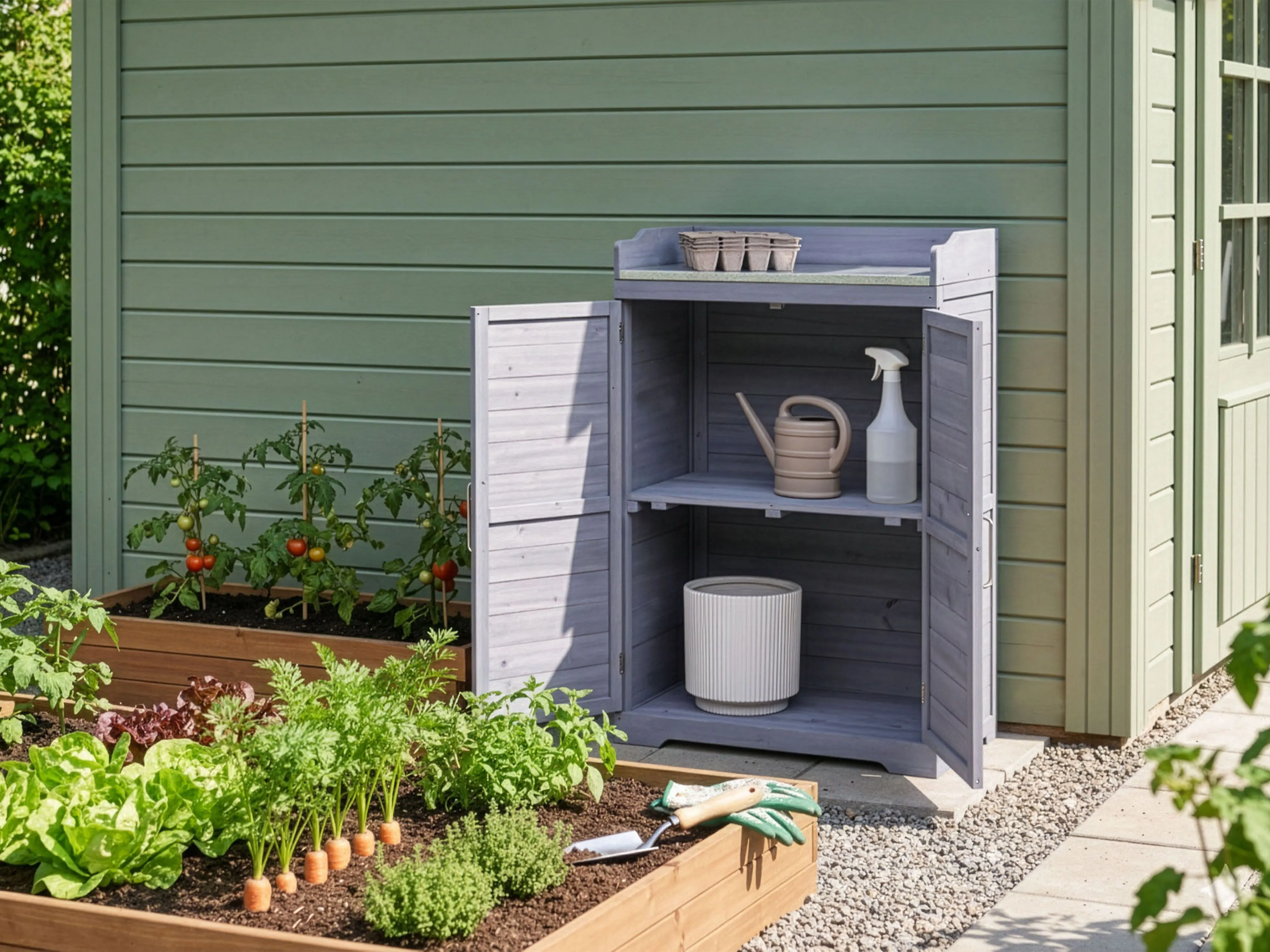 Potting Bench TEREVILLE Fir Wood 100 cm 67 cm Grey
