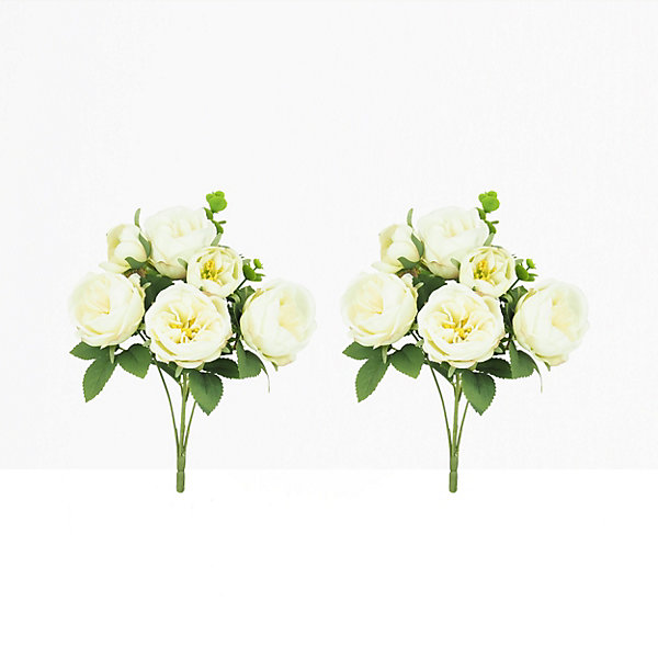 Bouquet artificiel de pivoines 32cm blanc lot de 2