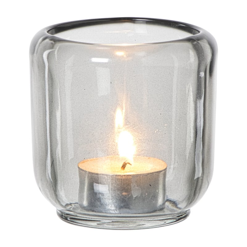 Waxinelichthouder - grijs - &Oslash;8.3x8.3 cm