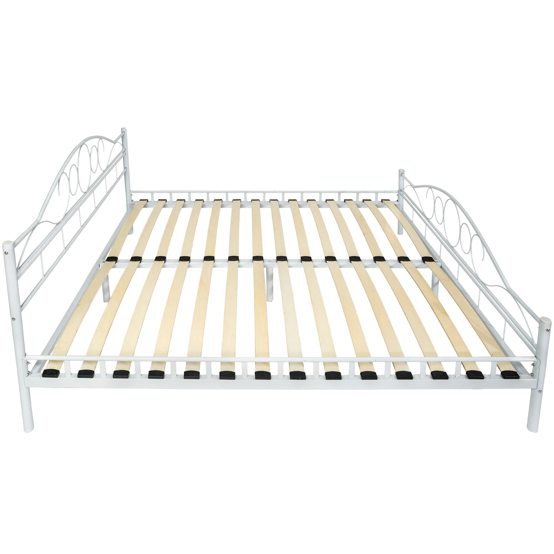 - Lit design moderne avec sommier avec Cadre en Acier solide blanc/blanc