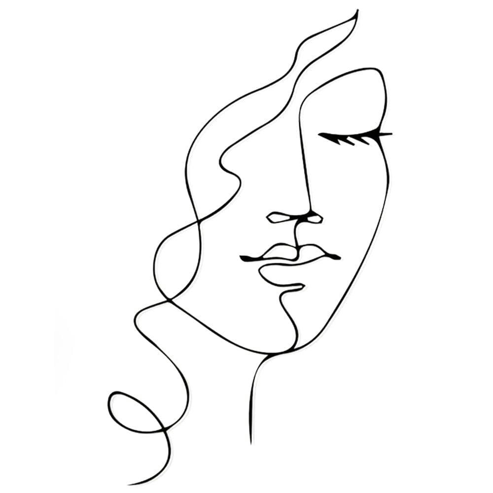 - Décoration murale femme aux cheveux bouclés en métal noir 45x75 cm