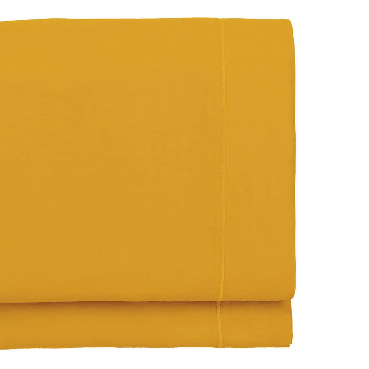 JULIA - Drap plat satin de coton  240x300 jaune moutarde