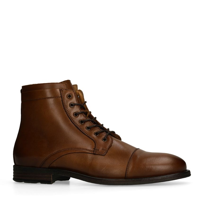 Manfield Cognac leren veterboots