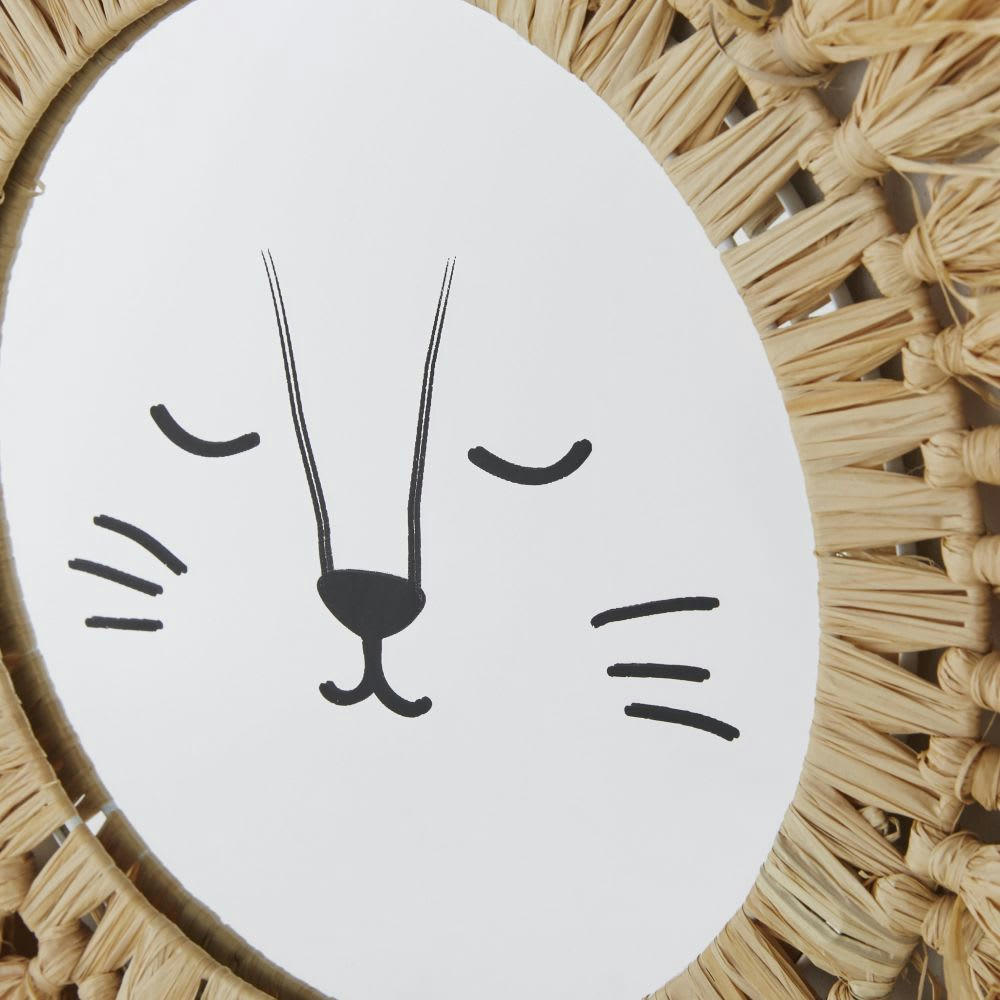 MALAGA - Miroir lion en raphia D39