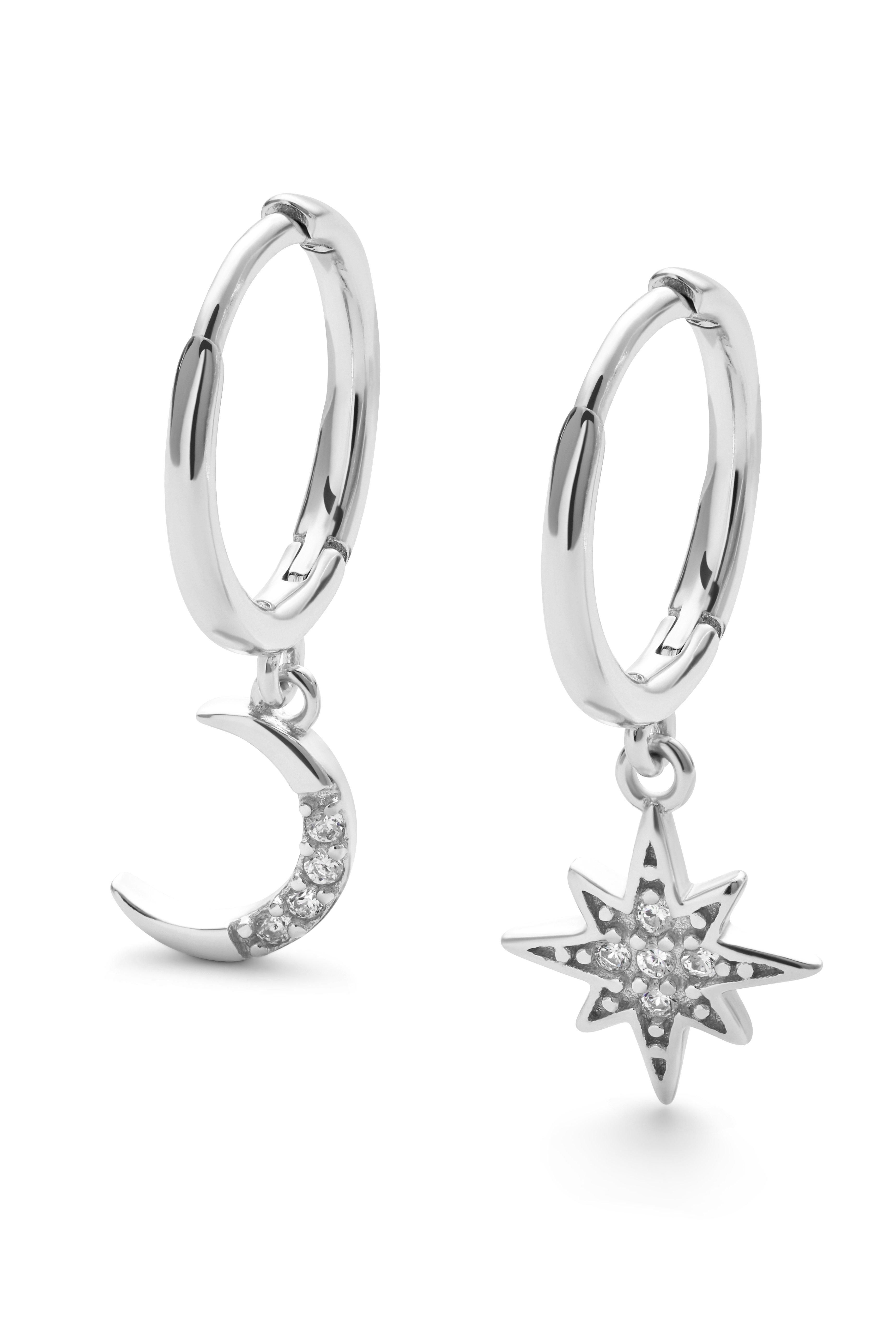 Elk & Bloom Sterling Silver Star and Crescent Moon Earrings