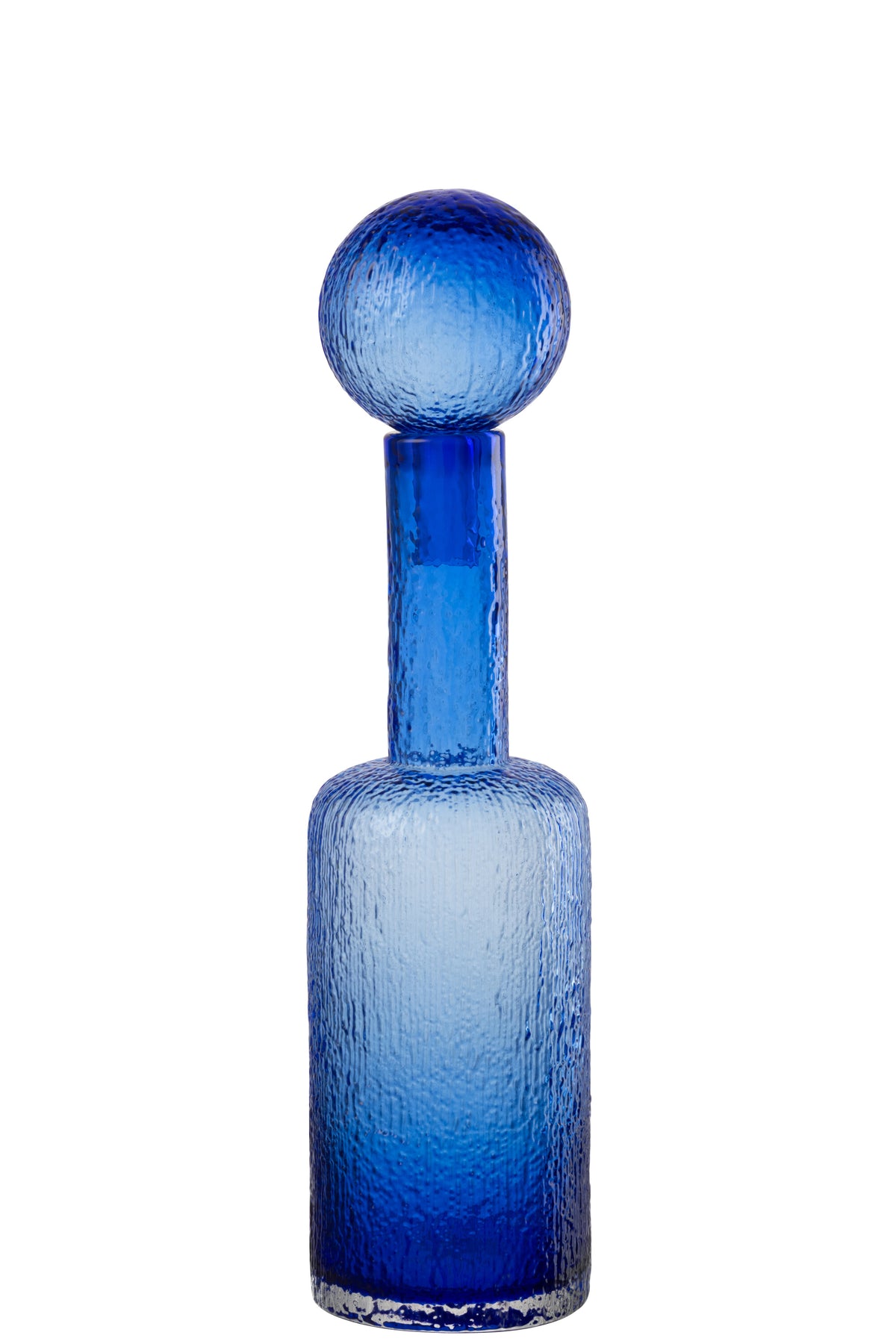 J-Line decoratie Fles Reliëf - glas - transparant/blauw - medium