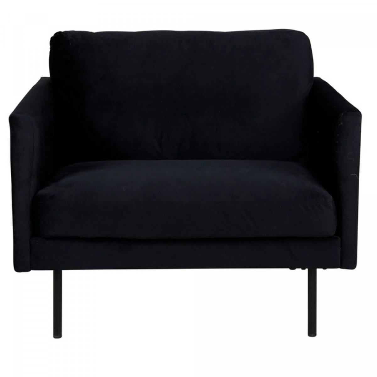 ERIC - Fauteuil élégant noir en velours