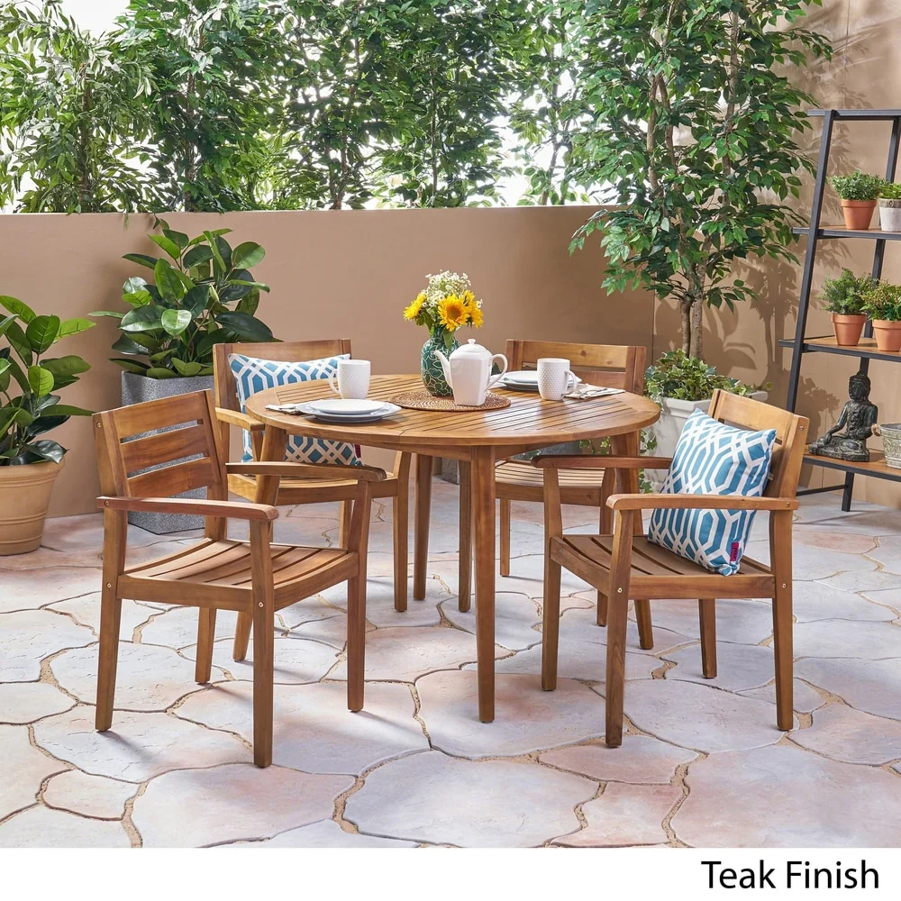 Stamford Outdoor 5 Piece Acacia Wood Dining Set by Christopher Knight Home
