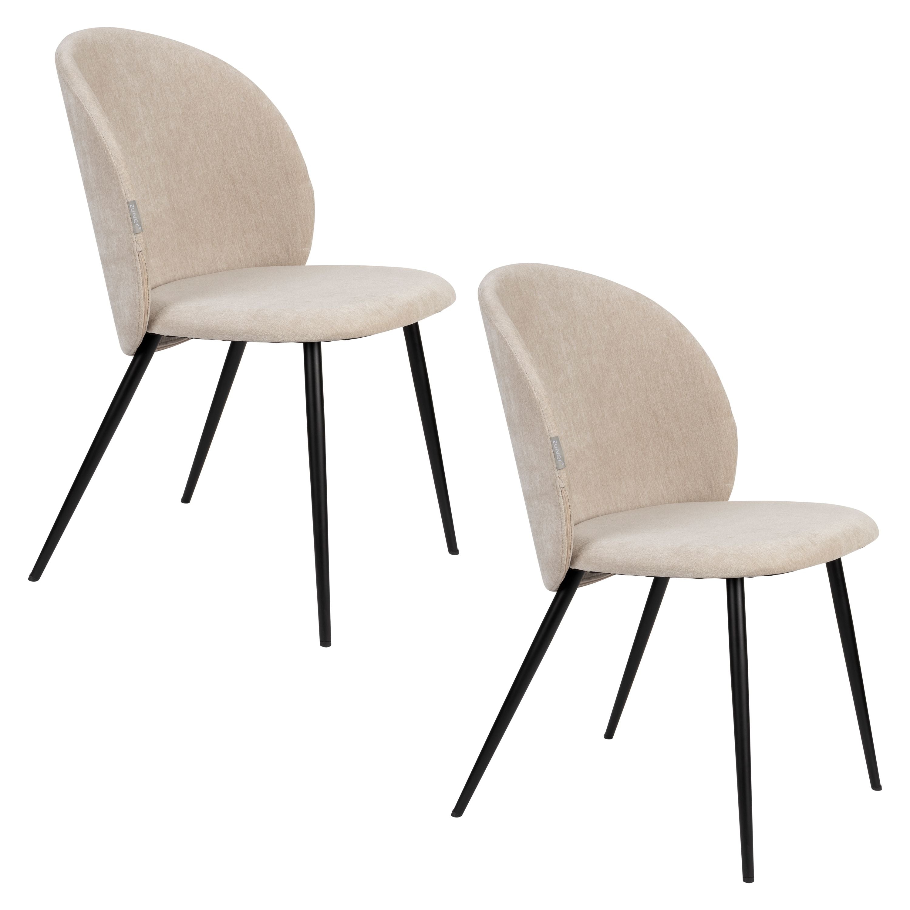 Zuiver Cozy Eetkamerstoelen Beige - Set van 2