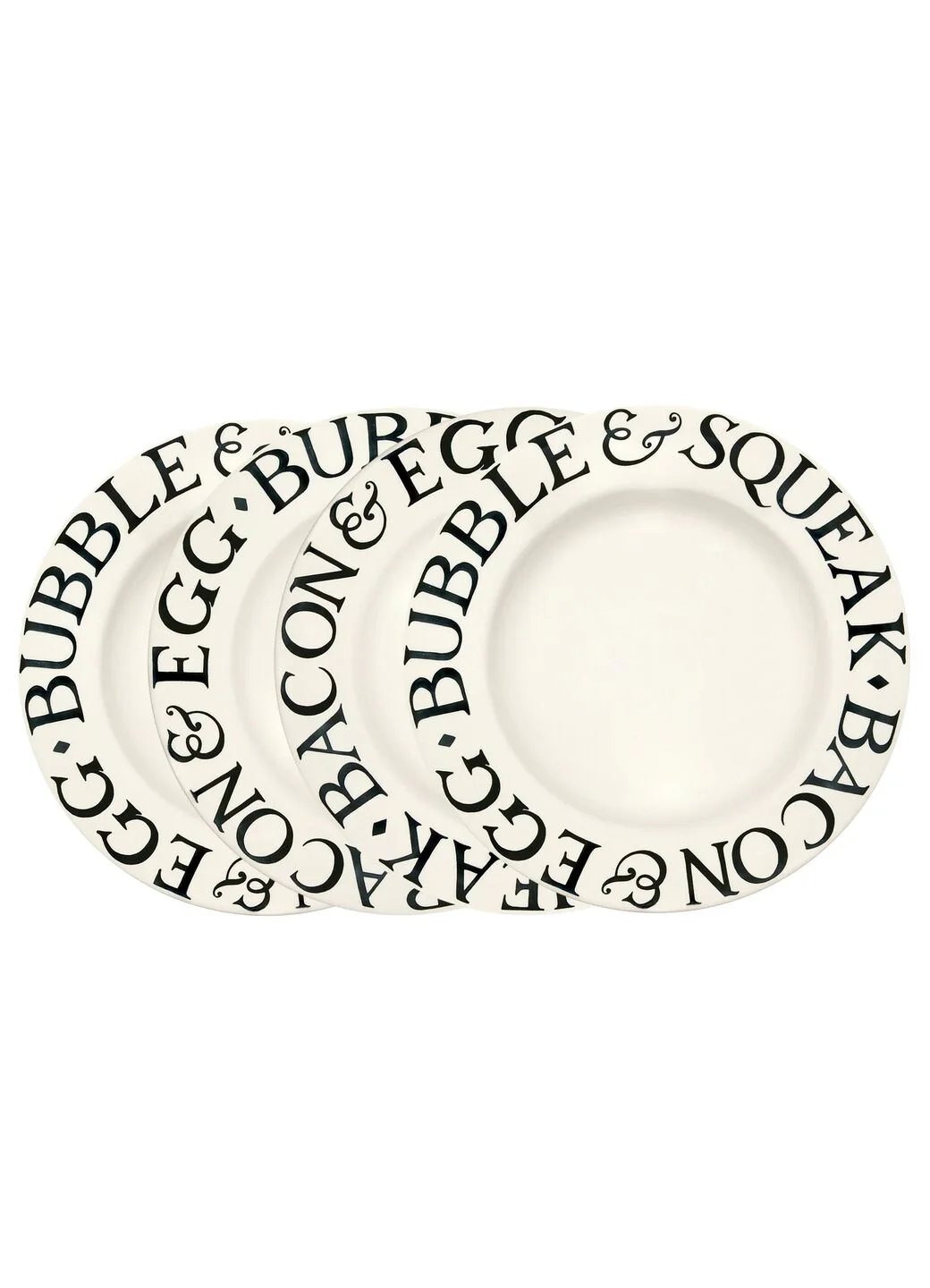 Black Toast Bacon & Egg Large Dinner Plate, 10.5 Inch - Set of 4