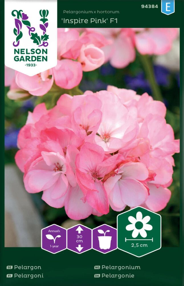 BLOMSTERFRØ NELSON GARDEN HAGEPELARGONIUM INSPIRE F1 PINK