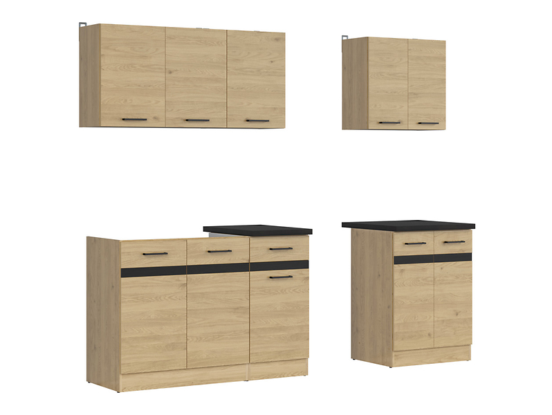 Komplet kuchenny Junona Line A 180 cm dąb bernstein z blatem