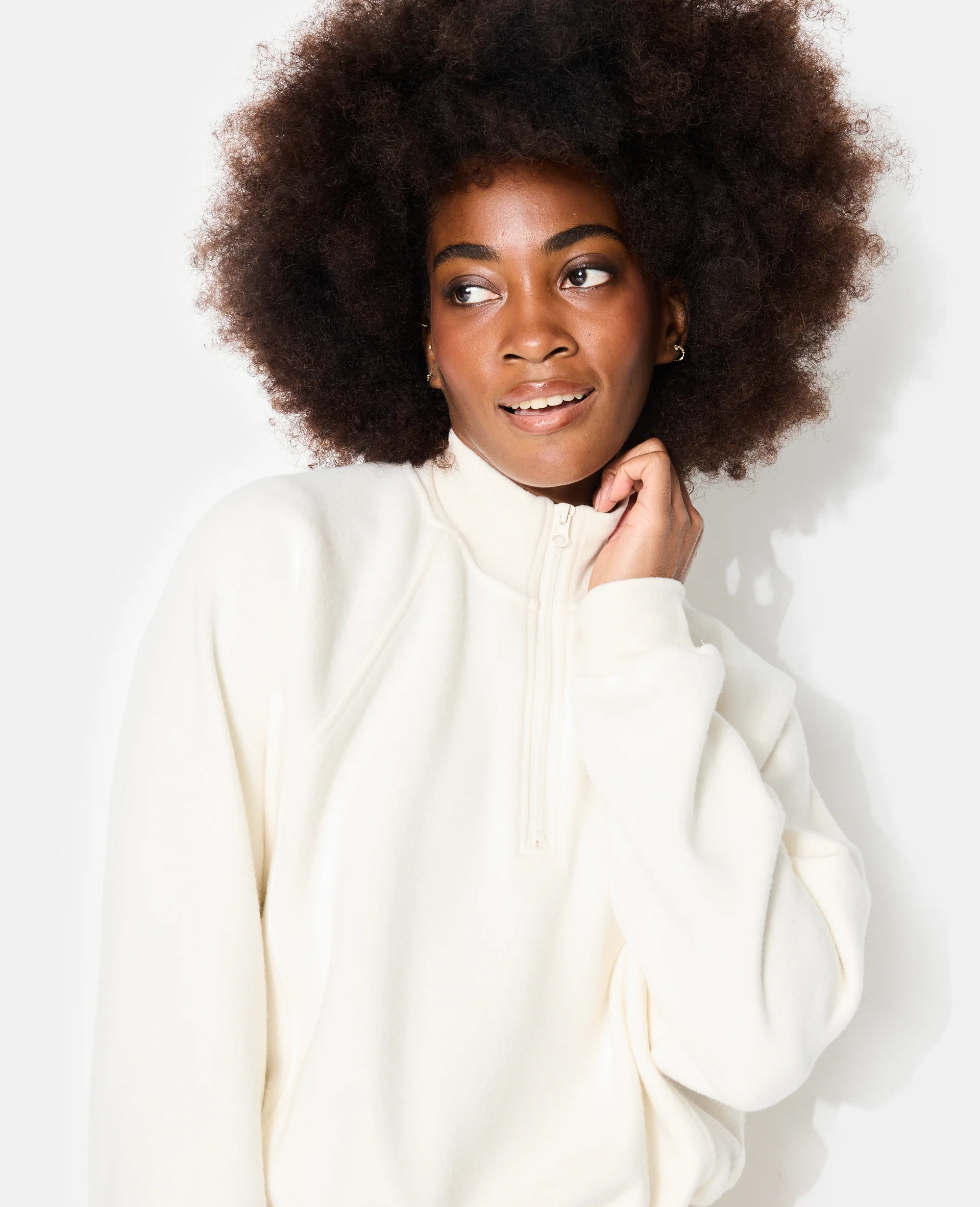 Sweat col zippé en molleton gratté