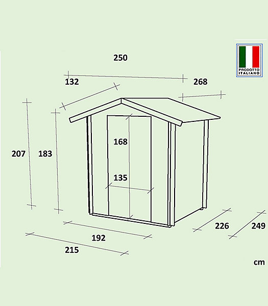 Abri de jardin en bois de 4.3m² Opéra Alce 215cm x 250cm - toiture double pente