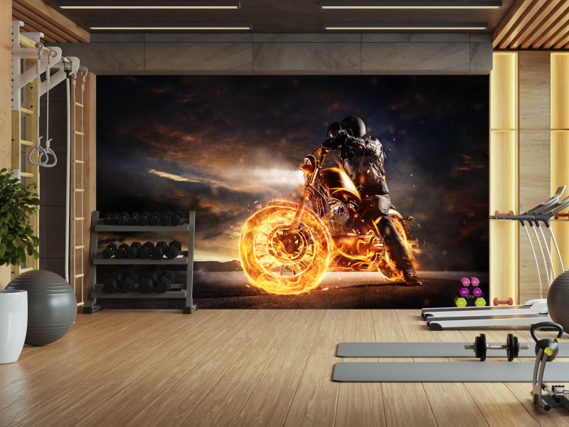 Fototapeta Płonący motocykl 100x70cm