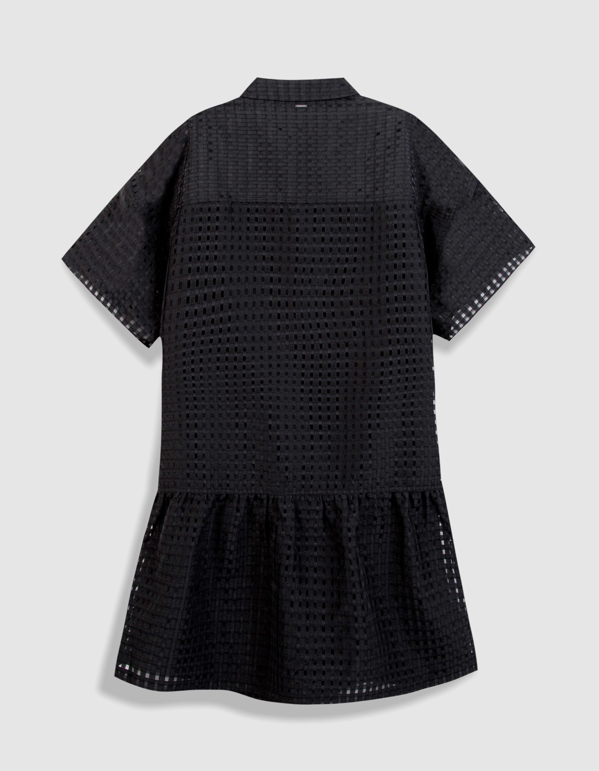 Robe noire motif carreaux ajourés Femme