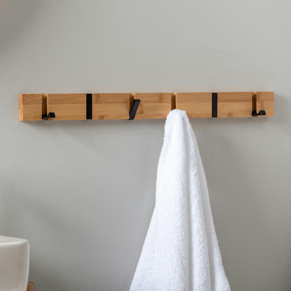 - Porte manteaux 6 crochets en bambou 60x5,5 cm