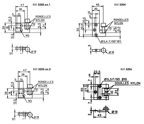 Paire de fiches en applique chromé mat - STREMLER - 3206.31.0