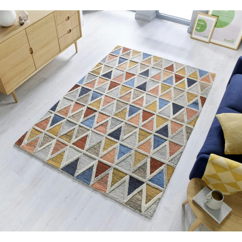 MORETZ - MORETZ - Tapis pure laine géométrique multicolore 60x230 cm