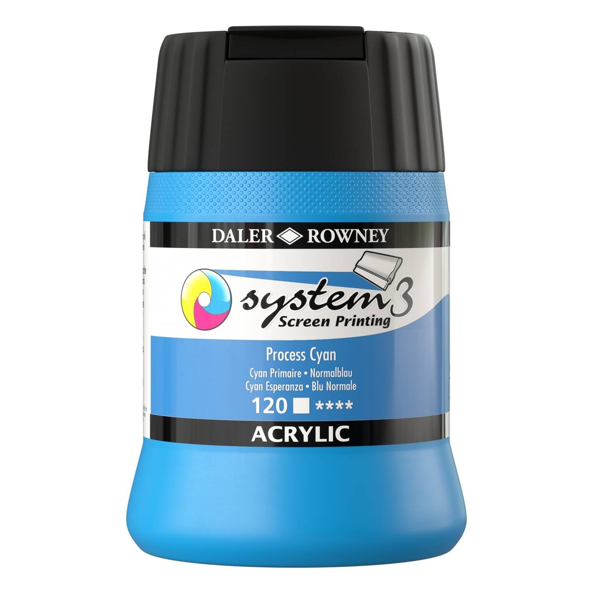 Daler-Rowney System3 Process Cyan Screen Printing Acrylic Ink 250ml
