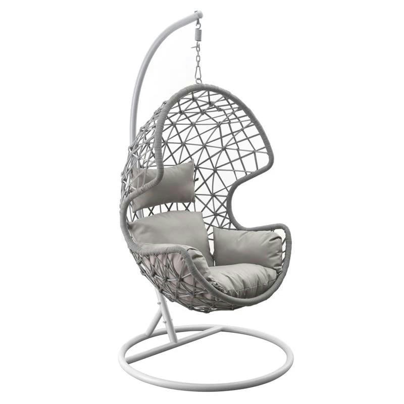 DREAMCORDA - Fauteuil de jardin suspendu en tissu corde gris.