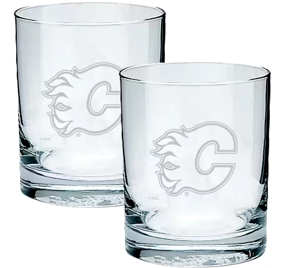 NHL Calgary Flames Hockey Rocks Glasses, 2-pk