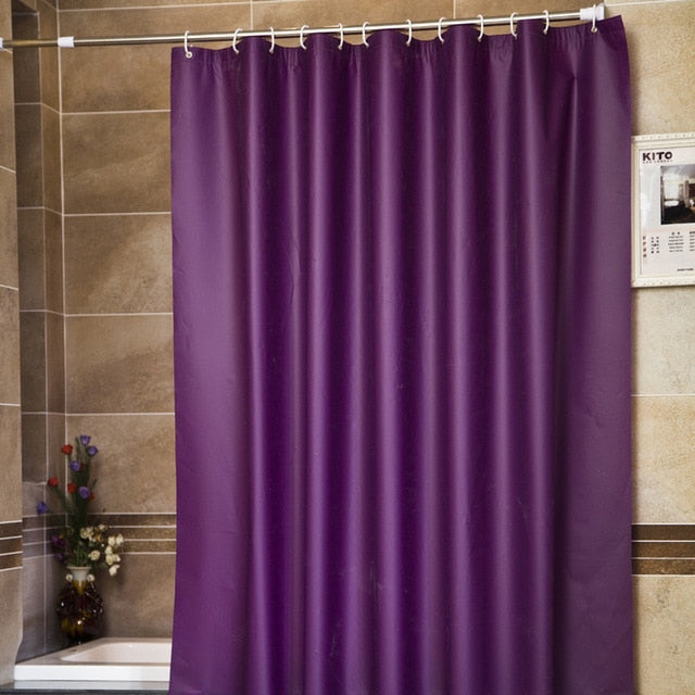 Urijk 1PC Flower Waterproof Shower Curtains for Bath Fabric Liner Solid bathroom-1 Curtains Shower Curtains With 12 Hooks