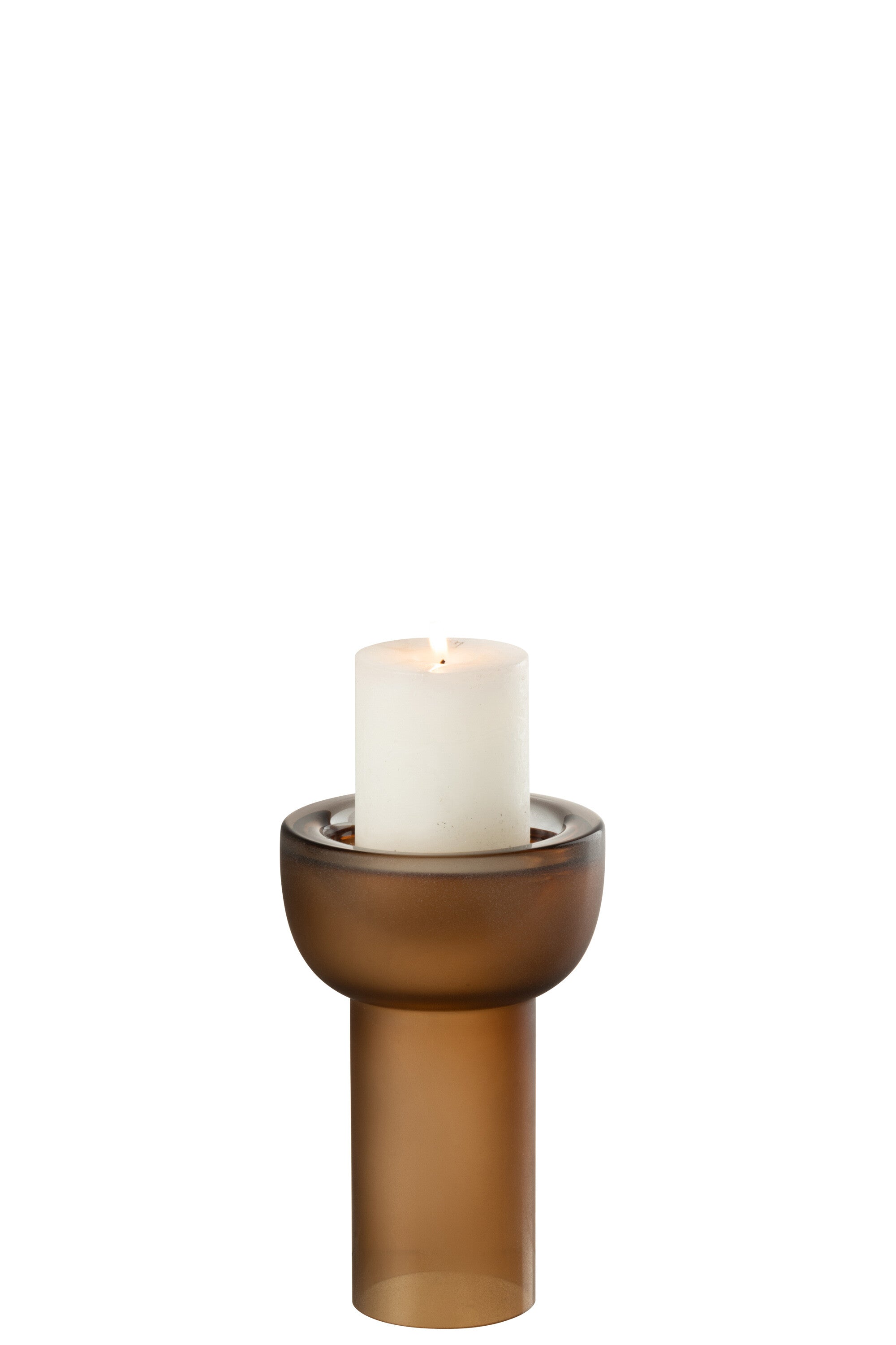 J-Line vaas kandelaar Yoko - glas - bruin - small - 20 cm ho