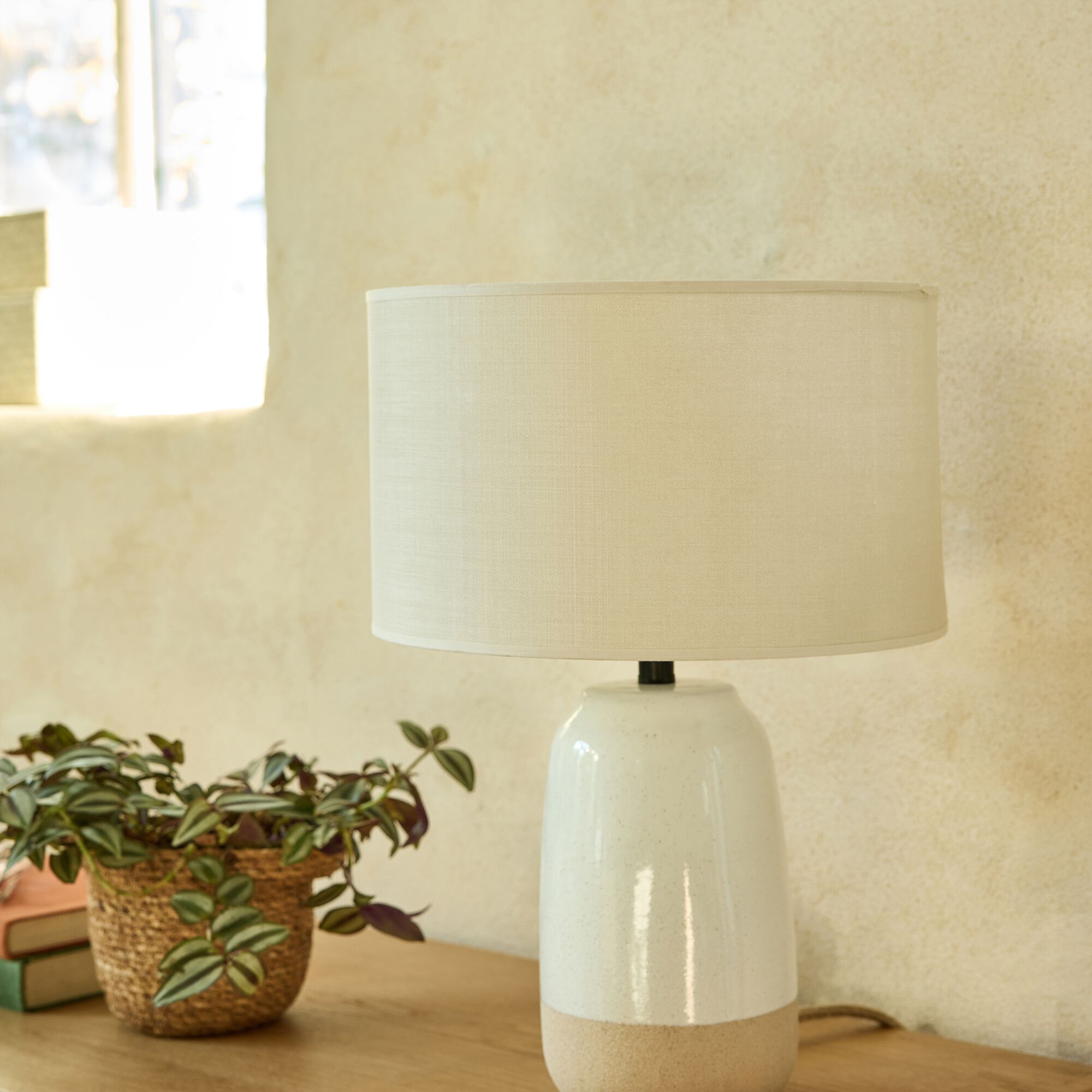 MISTRAL - Abat-jour cylindrique en tissu D30cm - beige roucas