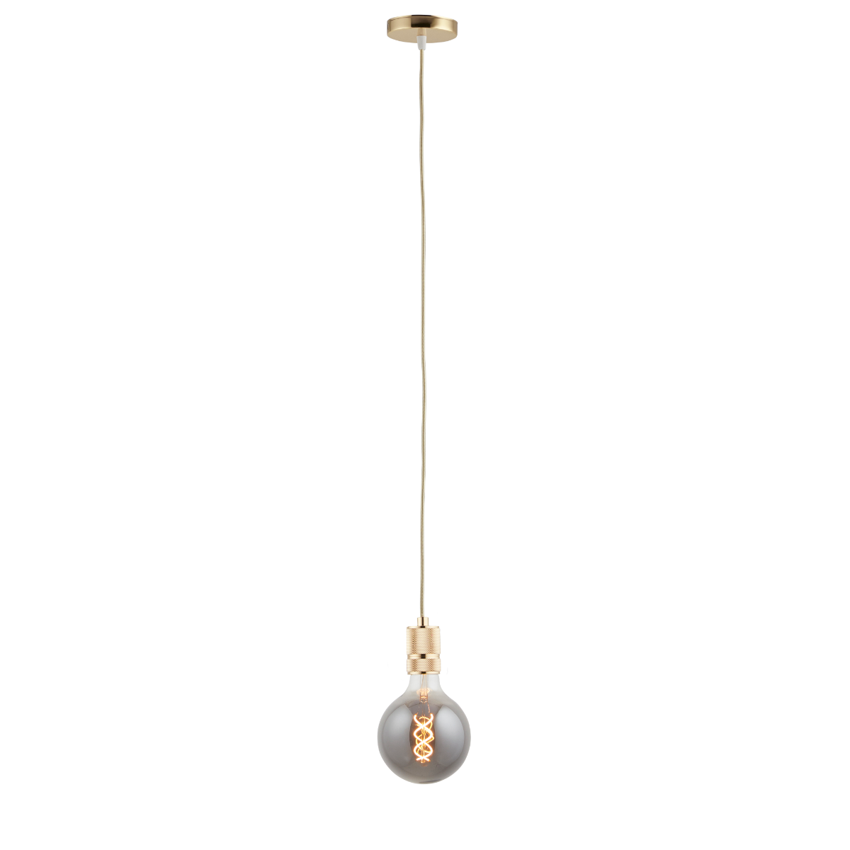 Lighto | Pendel Goud | Inclusief Lichtbron Rookglas | Classic | 1.5m Snoer | Met Plafondkap